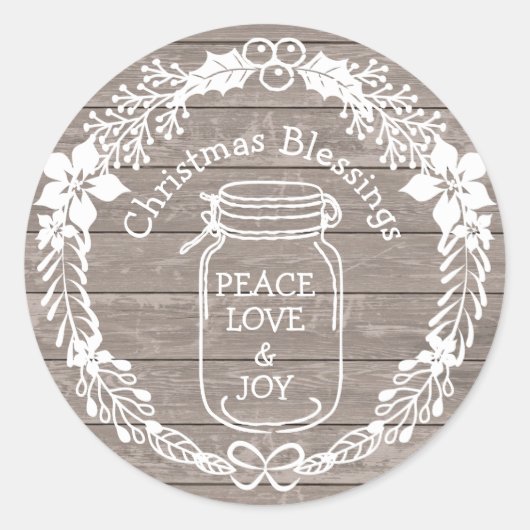 kerstcadeautjes Vredesliefhebber Mason Jar Ronde Sticker (Voorkant)