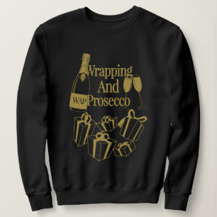kerstcadeautjes, wapperen en prosecco-wijn trui