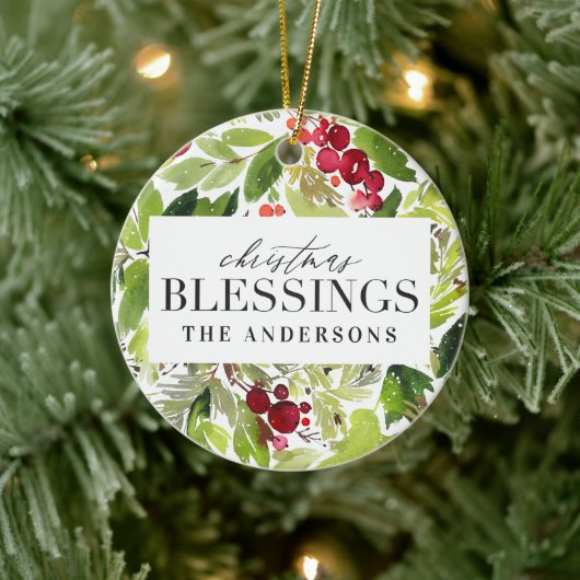 kerstcadeautjes waterverf met foto keramisch ornament (Boom)