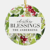 kerstcadeautjes waterverf met foto keramisch ornament (Voorkant)