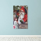 kerstcadeautjeSanta Giving Doll Canvas Afdruk (Insitu (Houten vloer))