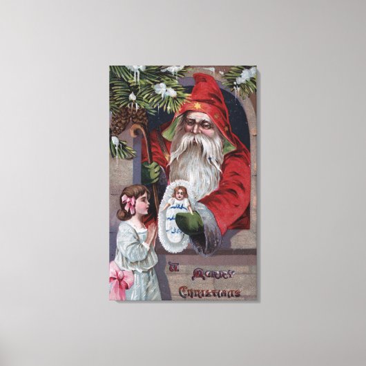 kerstcadeautjeSanta Giving Doll Canvas Afdruk (Voorkant)