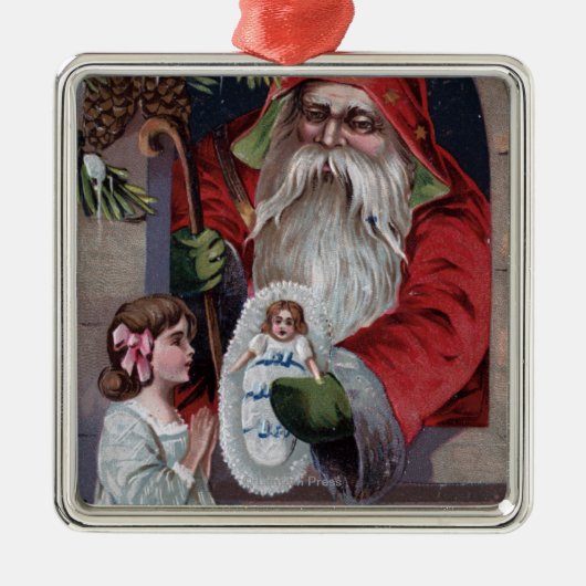 kerstcadeautjeSanta Giving Doll Metalen Ornament (Voorkant)