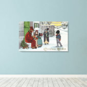 kerstcadeautjeSanta Sitting Canvas Afdruk (Insitu (Houten vloer))