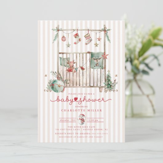 Kerstcadeautjesfeestje uitnodiging (Staand voorkant)