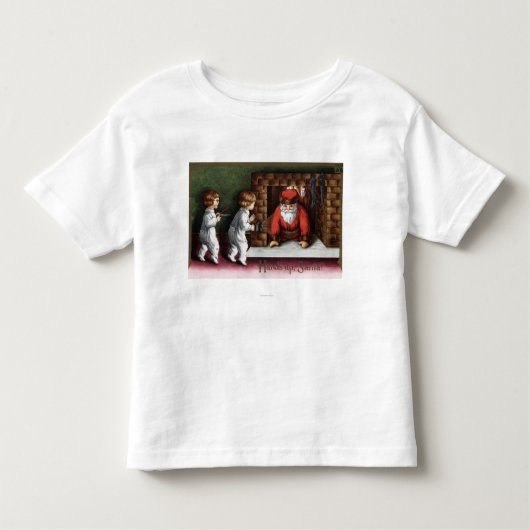 kerstcadeautjeSinterklaas komt uit schoorsteen Kinder Shirts (Voorkant)