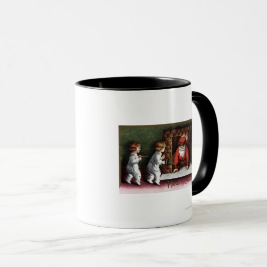 kerstcadeautjeSinterklaas komt uit schoorsteen Mok (Voorkant rechts)