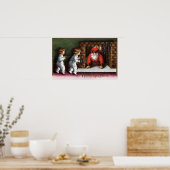 kerstcadeautjeSinterklaas komt uit schoorsteen Poster (Keuken)