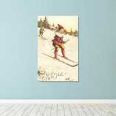 kerstcadeautjeSkiing Canvas Afdruk (Insitu (Houten vloer))
