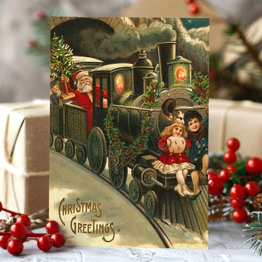 kerstcadeautrein feestdagenkaart