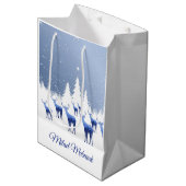 Kerstcadeauttas Blauw Hert Milad Mubarak Medium Cadeauzakje (Voorkant Gekanteld)