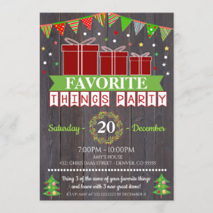 Kerstcadeauuitwisseling voor favoriete dingen kaart