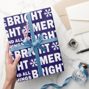 Kerstcadeauverpakking Blij en helder marineblauw Cadeaupapier