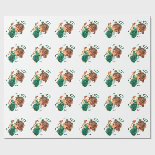 Kerstcadeauverpakking/engel en harp cadeaupapier (Vlak)