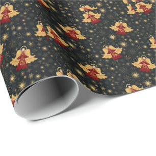 Kerstcadeauverpakking - Engelen & Sterren Sneeuwvl Cadeaupapier