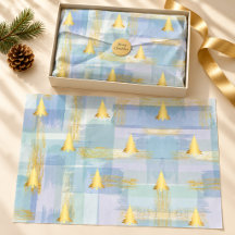 Kerstcadeauverpakking Gouden Dennen & Pastel Schot