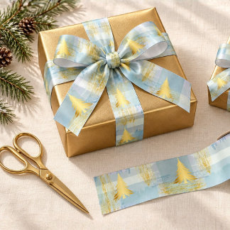 Kerstcadeauverpakking Gouden Dennentak & Pastel Pl Satijnen Lint