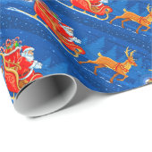 Kerstcadeauverpakking/kerstman en slee cadeaupapier (Rol Hoek)