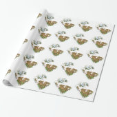 Kerstcadeauverpakking/konijnen en vogels cadeaupapier (Uitgerold)