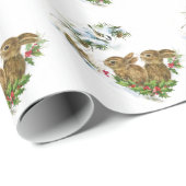 Kerstcadeauverpakking/konijnen en vogels cadeaupapier (Rol Hoek)