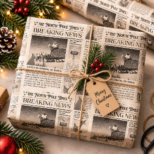 Kerstcadeauverpakking, krant met vintage-uitstrali cadeaupapier