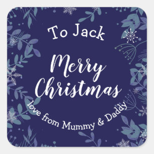 kerstcadeauverpakking met cadeau  vierkante sticker