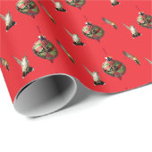 Kerstcadeauverpakking met kolibrie cadeaupapier (Rol Hoek)