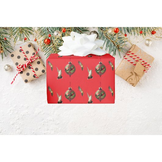 Kerstcadeauverpakking met kolibrie cadeaupapier
