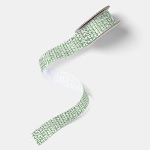 Kerstcadeauverpakking met saliegroen witte zigzag satijnen lint