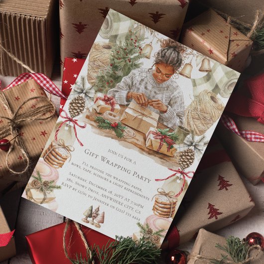 Kerstcadeauverpakking Party Afro-Amerikaans Kaart