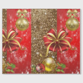 Kerstcadeauverpakking Rode Strik Cadeaupapier (Vlak)