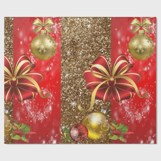 Kerstcadeauverpakking Rode Strik Cadeaupapier (Vlak)