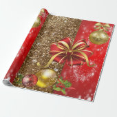 Kerstcadeauverpakking Rode Strik Cadeaupapier (Uitgerold)