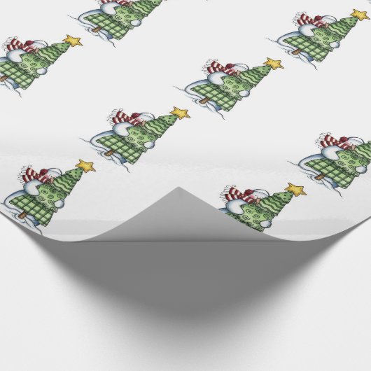 Kerstcadeauverpakking/Sneeuwman met kerstboom Cadeaupapier (Hoek)