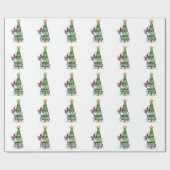 Kerstcadeauverpakking/Sneeuwman met kerstboom Cadeaupapier (Vlak)