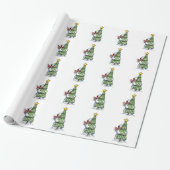 Kerstcadeauverpakking/Sneeuwman met kerstboom Cadeaupapier (Uitgerold)