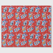 Kerstcadeauverpakking Winter Wonderland Snowfolk.  Cadeaupapier (Vlak)