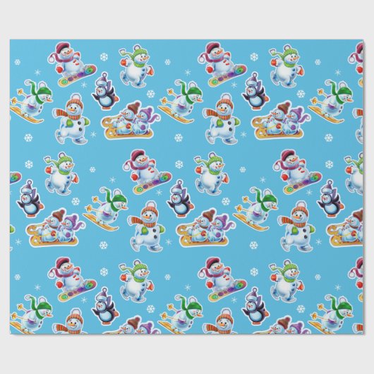 Kerstcadeauverpakking Winter Wonderland Snowfolk. Cadeaupapier (Vlak)