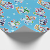Kerstcadeauverpakking Winter Wonderland Snowfolk. Cadeaupapier (Hoek)