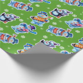 Kerstcadeauverpakking Winter Wonderland Snowfolk. Cadeaupapier (Hoek)