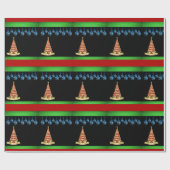 Kerstcadeauverpakkings Papier Boom Zwart (Vlak)