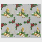Kerstcadeauverpakkings papier Gouden Kaars (Vlak)
