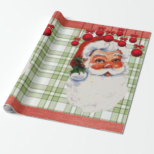 Kerstcadeauverpakkings papier Kabouter groen ruitj
