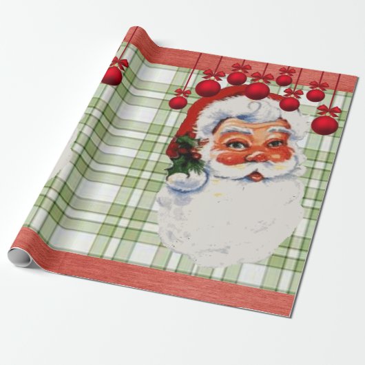 Kerstcadeauverpakkings papier Kabouter groen ruitj (Uitgerold)