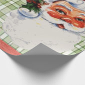 Kerstcadeauverpakkings papier Kabouter groen ruitj (Hoek)