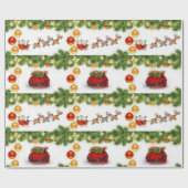 Kerstcadeauverpakkings papier Kerst slee (Vlak)