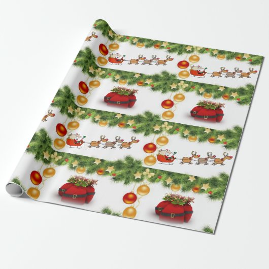 Kerstcadeauverpakkings papier Kerst slee (Uitgerold)