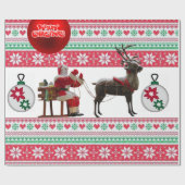 Kerstcadeauverpakkings papier Kerst slee (Vlak)