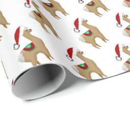 Kerstcadeauverpakkings papier met Alpaca