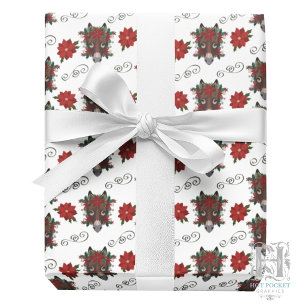 Kerstcadeauverpakkings papier met bloemmotief en e